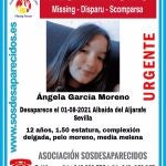 Cartel de alerta de la desaparición de la menor, localizada por última vez en Albaida