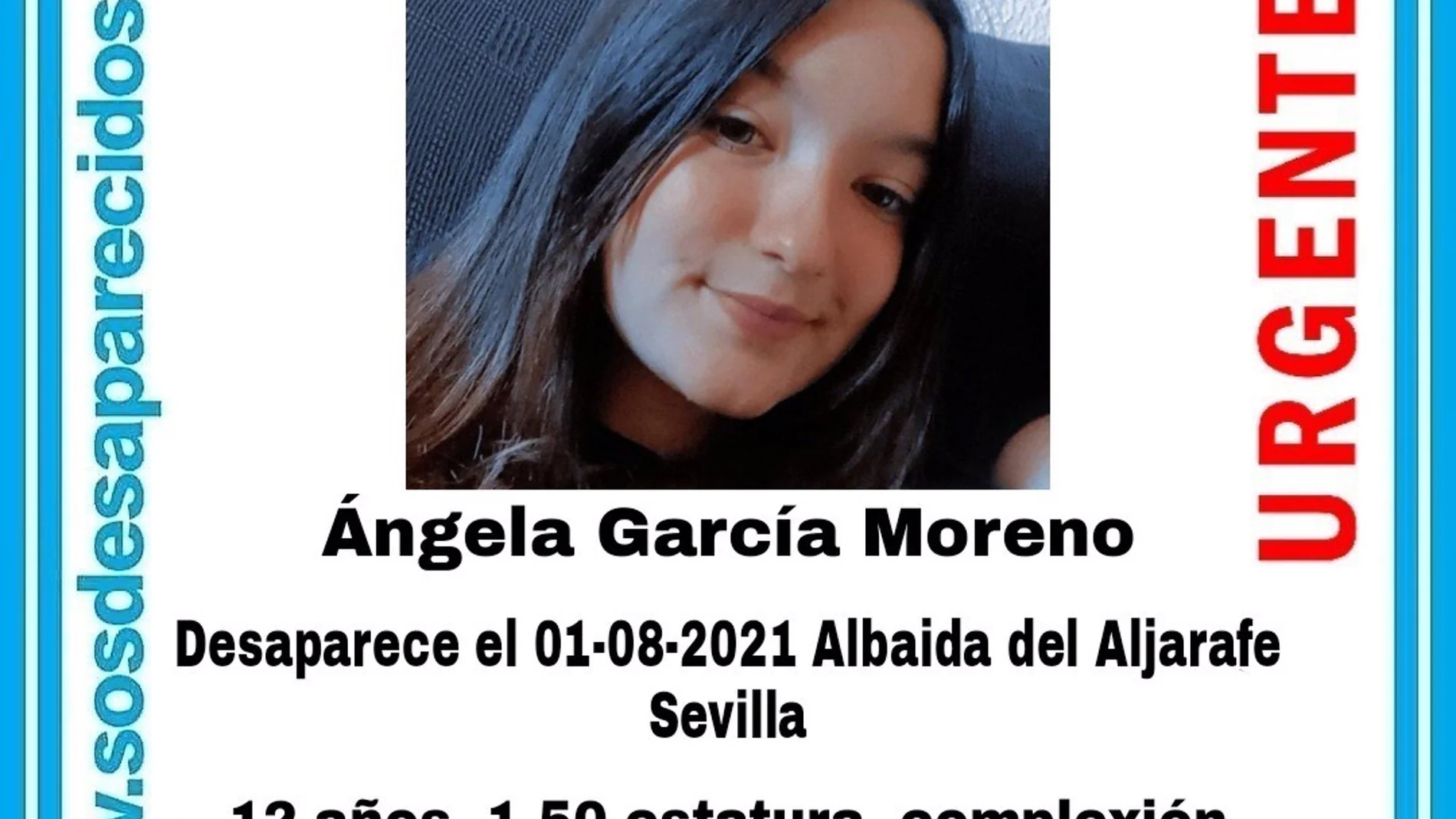 Cartel de alerta de la desaparición de la menor, localizada por última vez en Albaida
