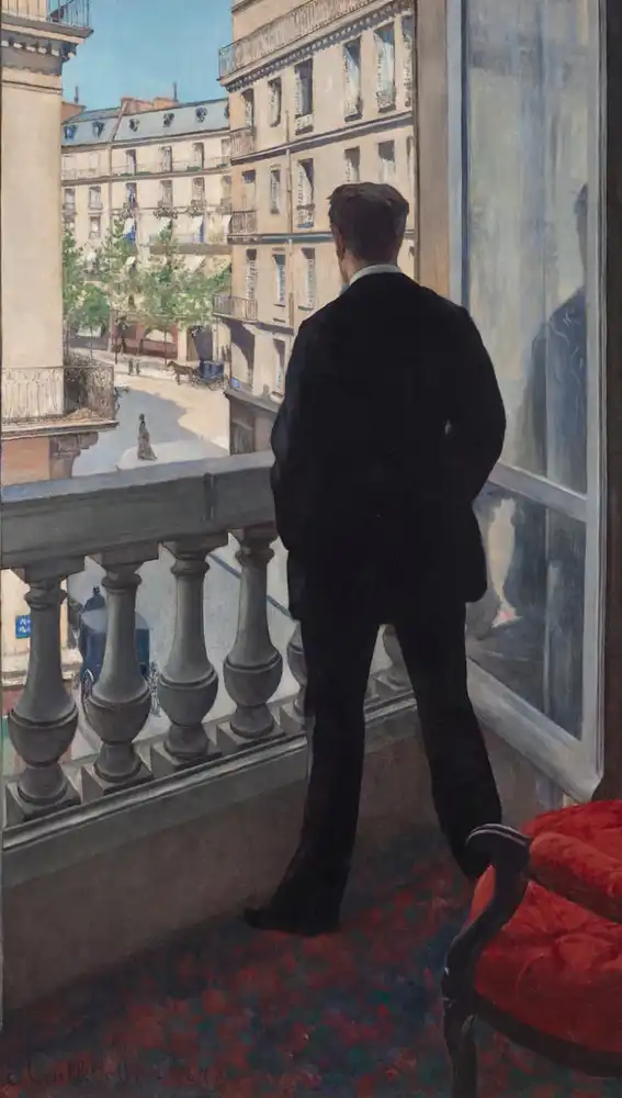 “Jeune homme à sa fenêtre&quot;, pintura de Gustave Caillebotte, perteneciente a la Colección Cox