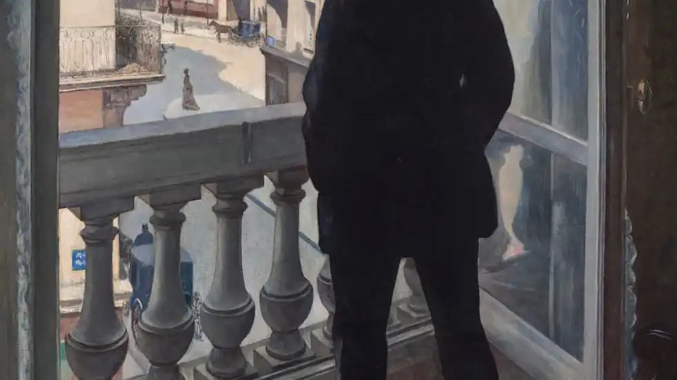 “Jeune homme à sa fenêtre&quot;, pintura de Gustave Caillebotte, perteneciente a la Colección Cox