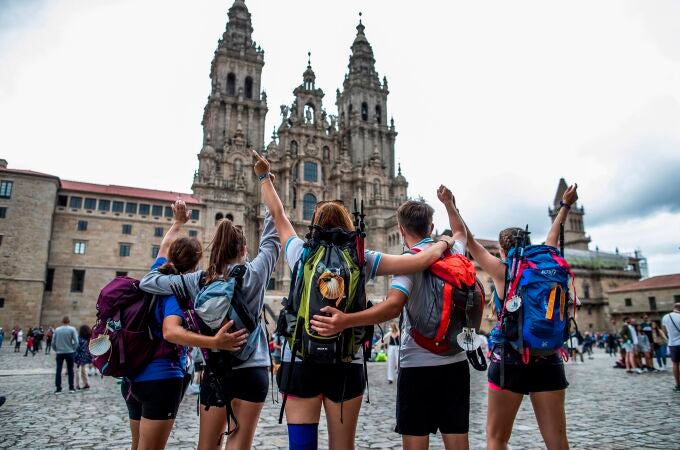 Peregrinos en Santiago de Compostela