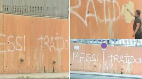 Pintadas contra Messi en el Camp Nou