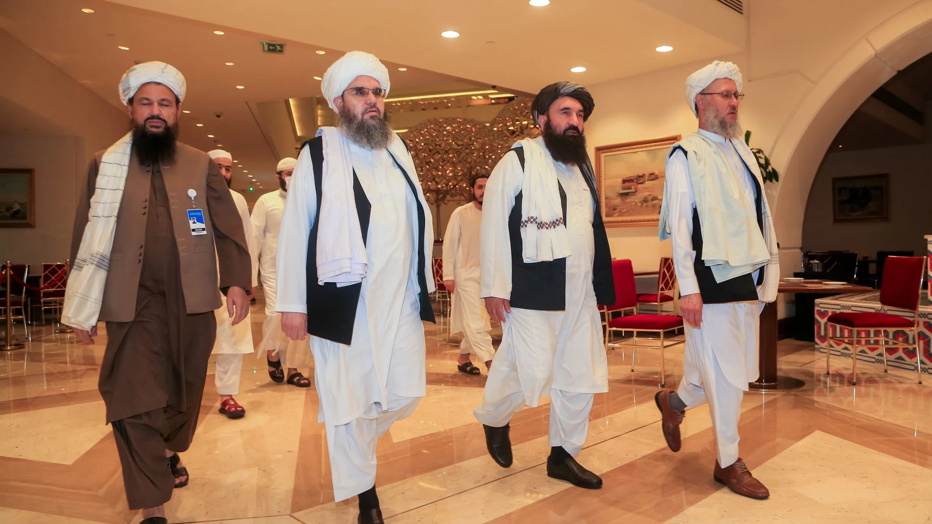 Delegación talibán en las conversaciones de Doha REUTERS/Hussein Sayed NO RESALES. NO ARCHIVES