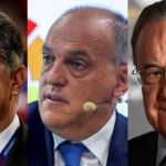 Joan Laporta, Javier Tebas y Florentino Pérez