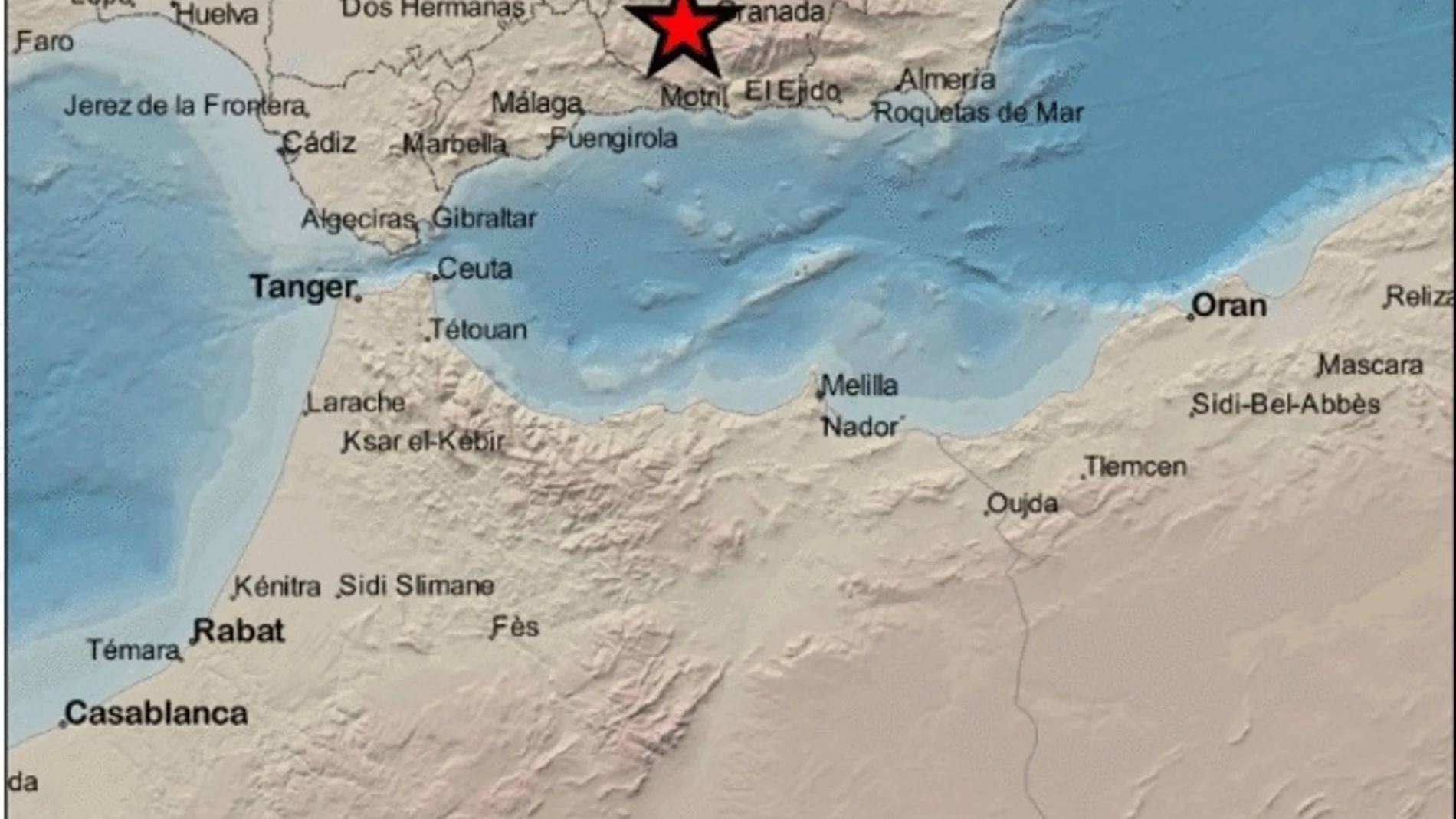 Imagen del lugar donde se ha producido un terremoto en la provincia de Granada este viernes, 13 de agosto - IGN