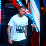 Sergio Ramos, el día de su presentación ante la afición como nuevo jugador del PSG.