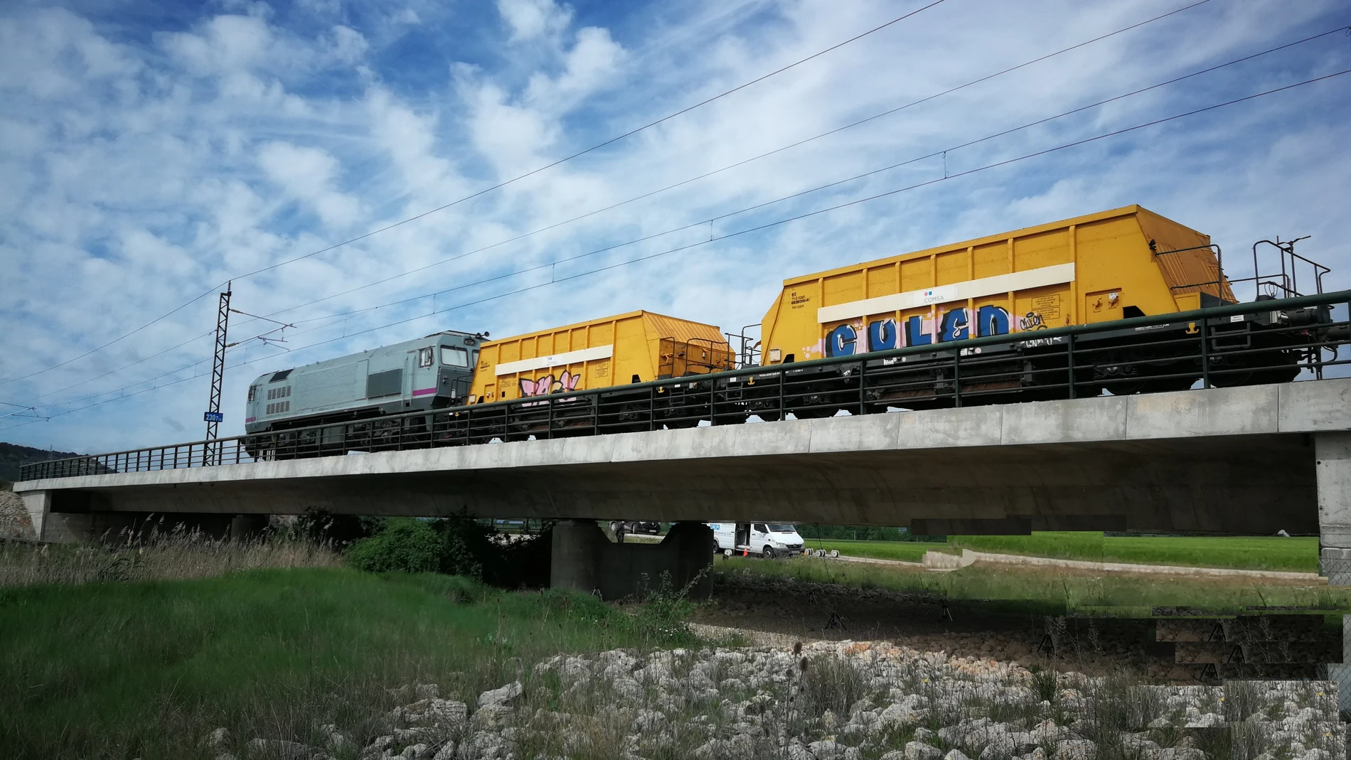 Pruebas de carga de los viaductos Venta de Baños-Burgos