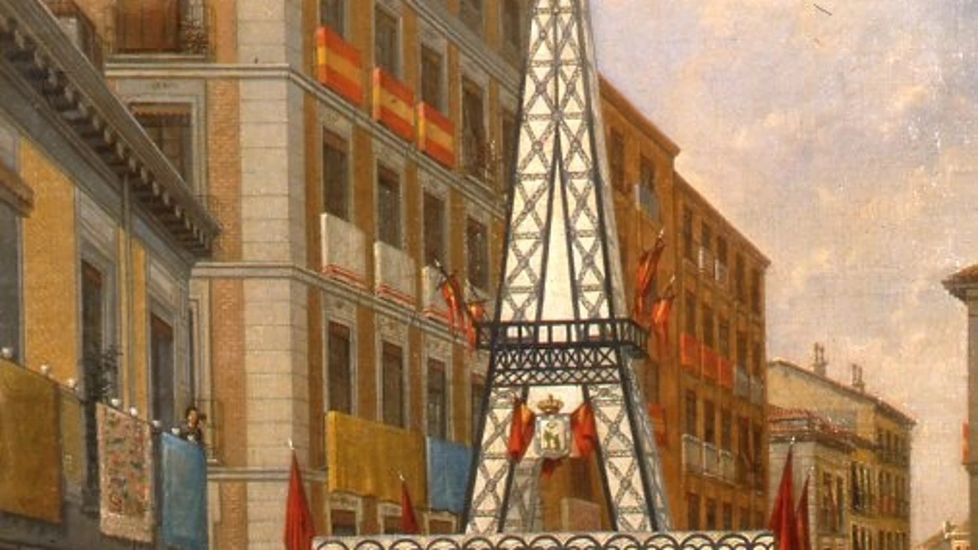 «Calle madrileña engalanada», pintura anónima de 1890 conservada en el Museo de Historia de Madrid.