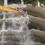 Espectacular demolición de la Torre B de Santiago Bernabéu