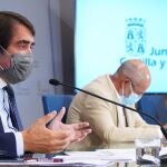 El vicepresidente, portavoz y consejero de Transparencia, Ordenación del Territorio y Acción Exterior, Francisco Igea; el consejero de Fomento y Medio Ambiente, Juan Carlos Suarez-Quiñones; y la consejera de Sanidad, Verónica Casado, comparecen en rueda de prensa posterior al Consejo de Gobierno