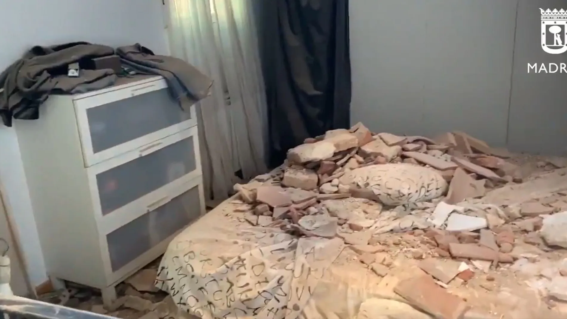 Dormitorio en el que se encontraba la pareja cuando les sorprendió el derrumbe