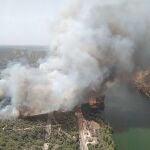 El incendio en la Pobla de Massaluca provocó una gran humareda