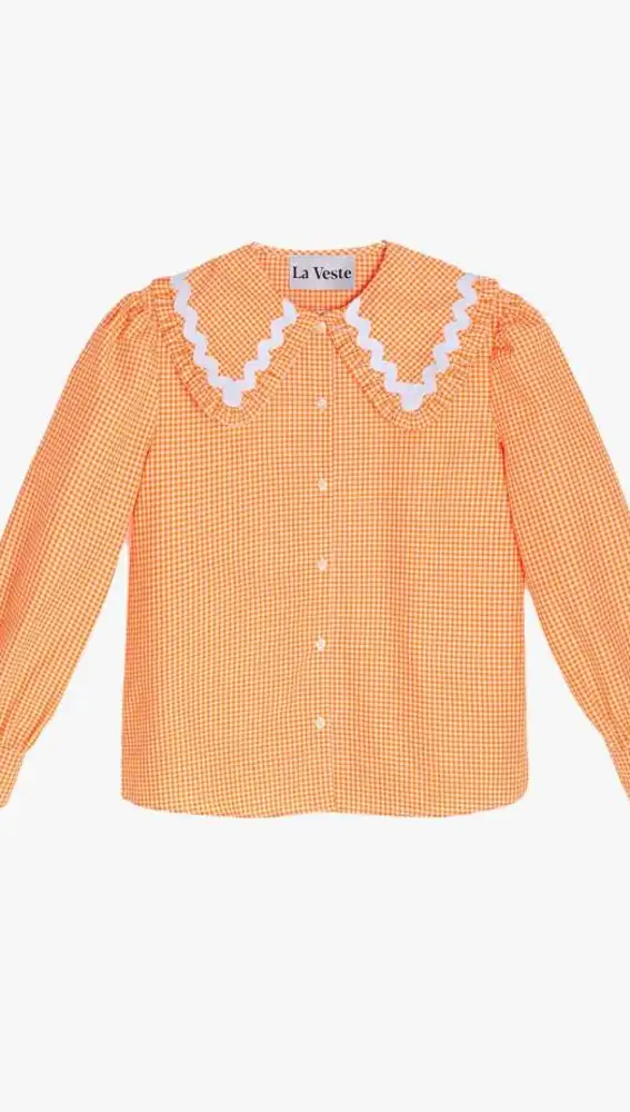 Camisa naranja de cuadros con cuello XL, de La Veste