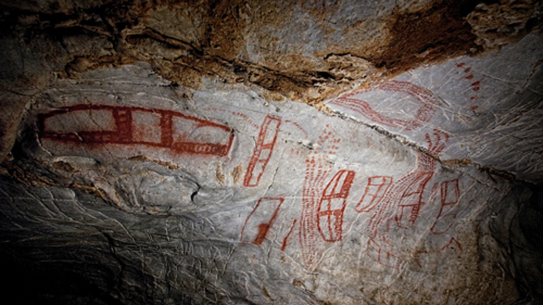 Pintura en una de las cuevas de Monte Castillo