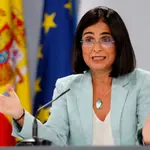 MADRID, 25/08/2021.- La ministra de Sanidad, Carolina Darías, ofrece una rueda de prensa tras la reunión del Consejo Interterritorial del Sistema Nacional de Salud