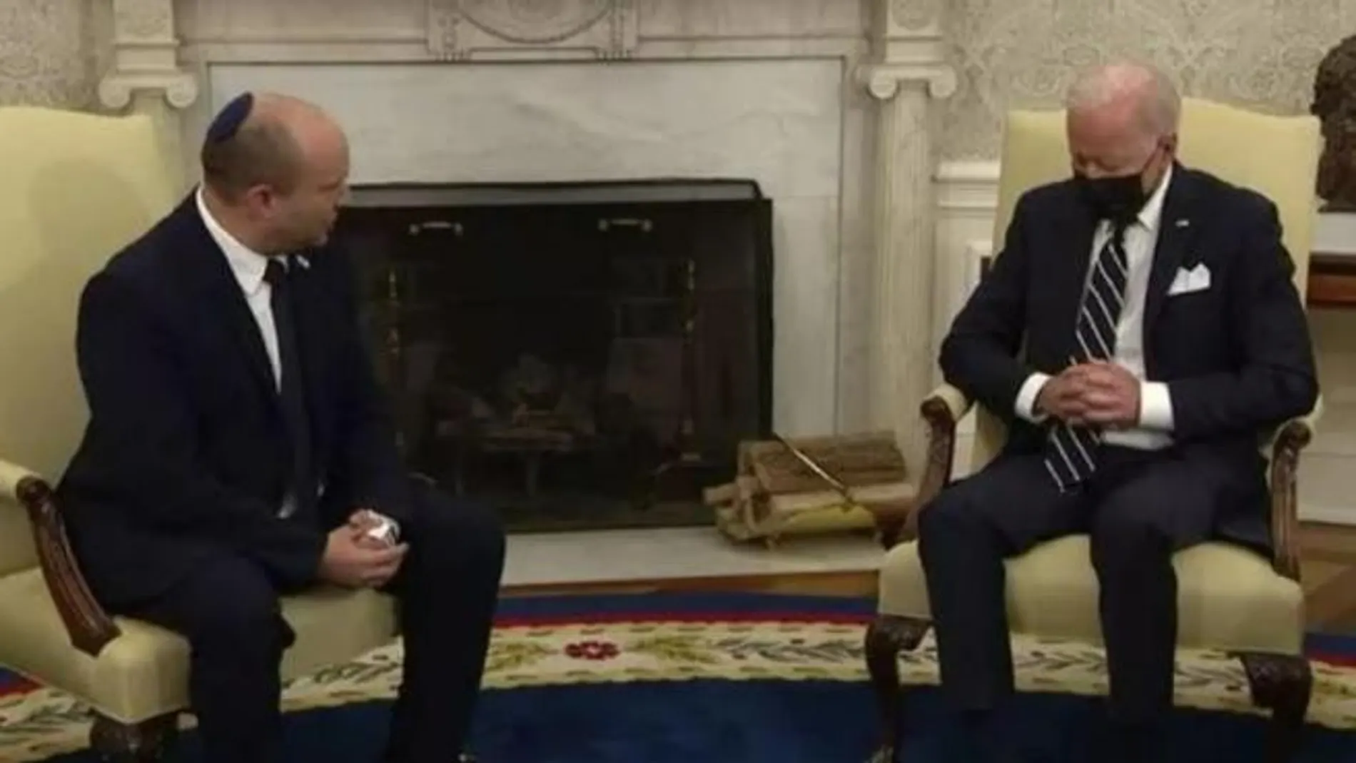 Captura de Joe Biden durante su reunión con el primer ministro israelí, Naftali Bennett, en la Casa Blanca