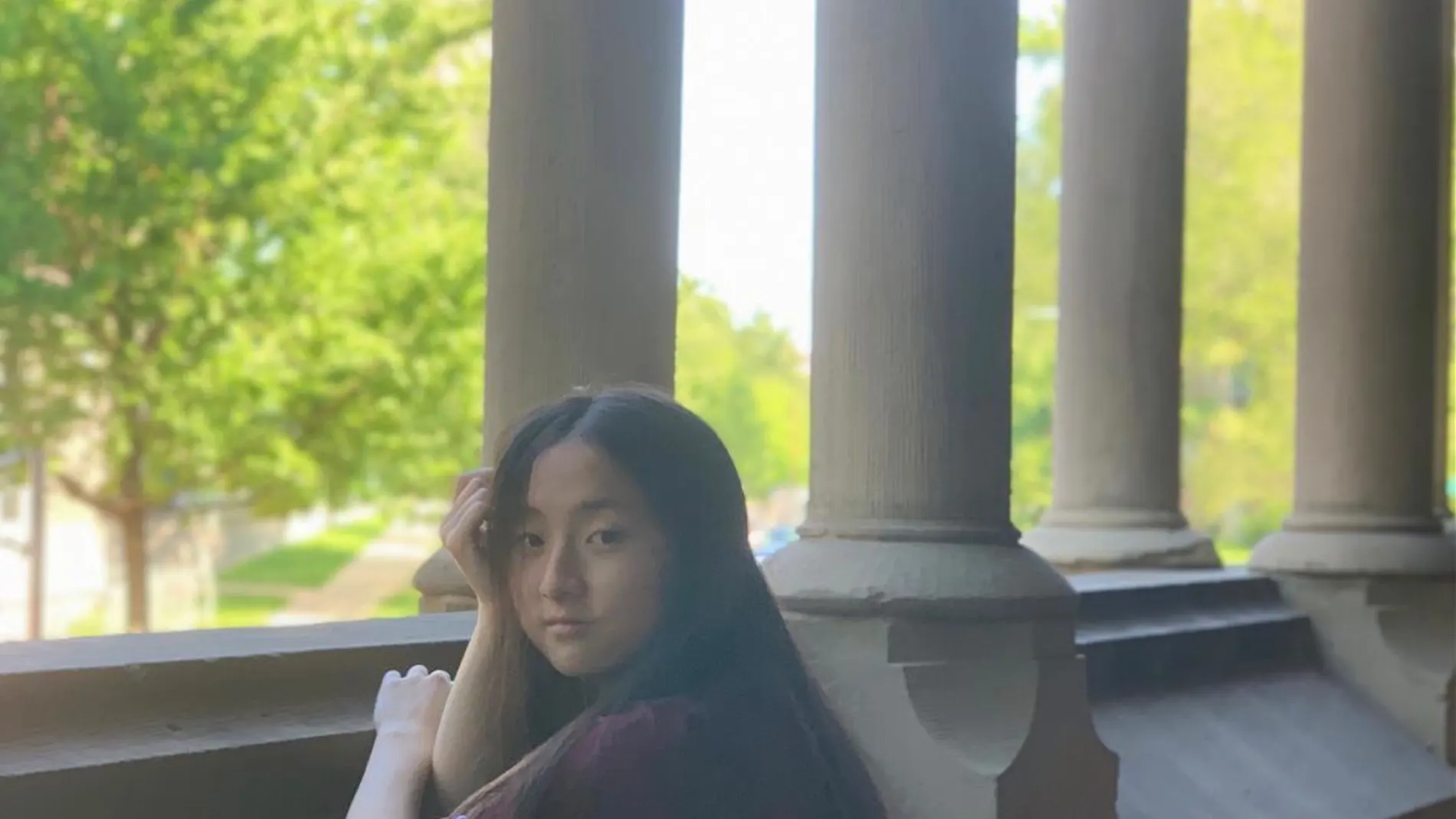 Claudia Huang (18 años) en su universidad en Chapel Hill, Estados Unidos.