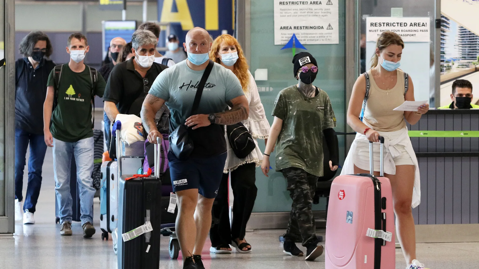 Turistas extranjeros llegan al aeropuerto de Málaga durante este verano