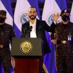 FILE PHOTO: El Salvador's president, Nayib Bukele, speaks during a deployment ceremony of Salvadoran army soldiers for the Territorial Control plan in San Salvador, El SalvadorJuly 19, 2021. REUTERS/Jose Cabezas/File Photo