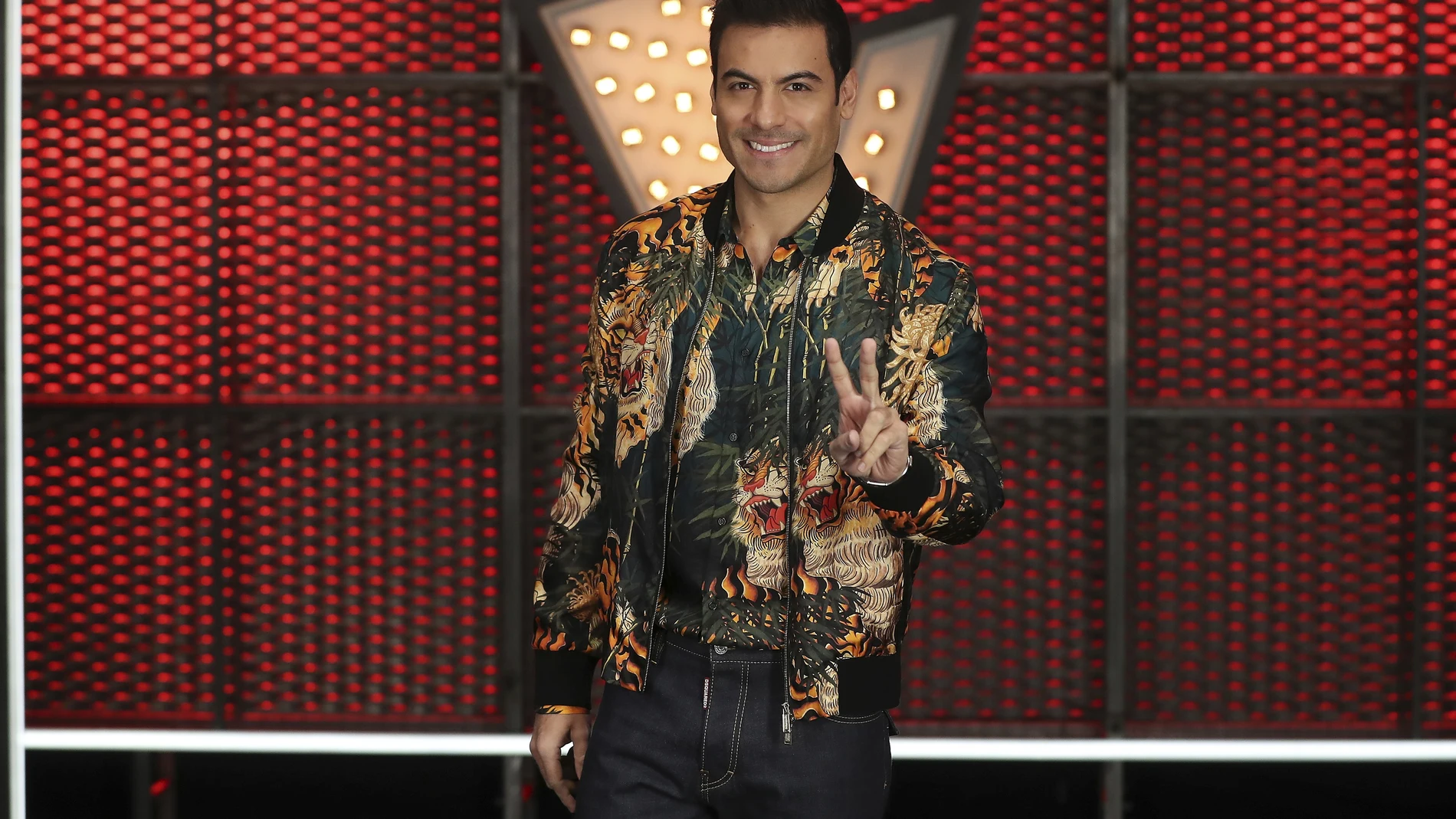 Singer Carlos Rivera at photocall for promotion tv show La Voz in Madrid.