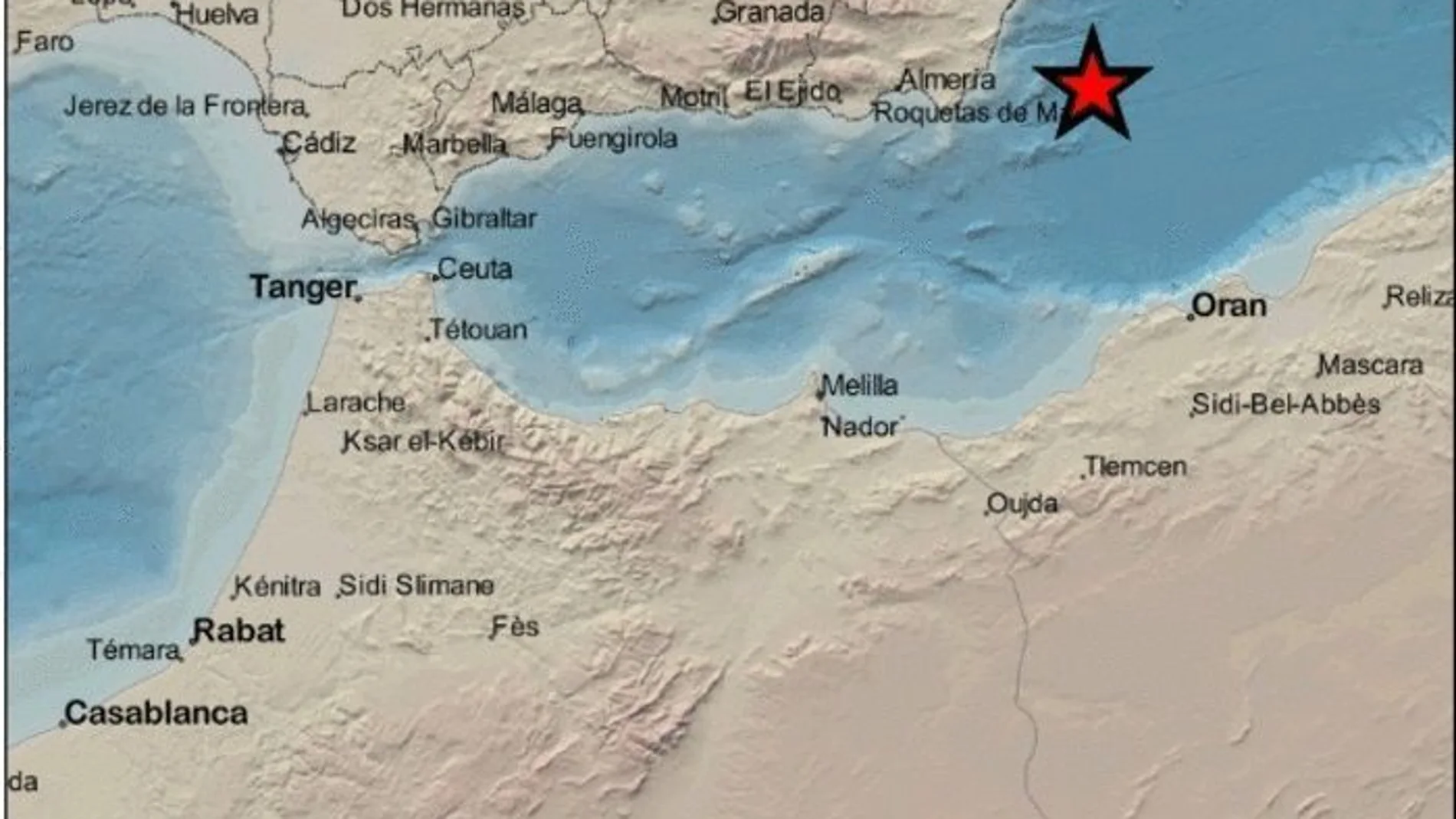 Mapa donde se puede ver el epicentro del seísmo