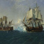 «Combate naval entre el navío Catalán al mando de Serrano y el Mary al mando de Vernon (1719)» (1888)