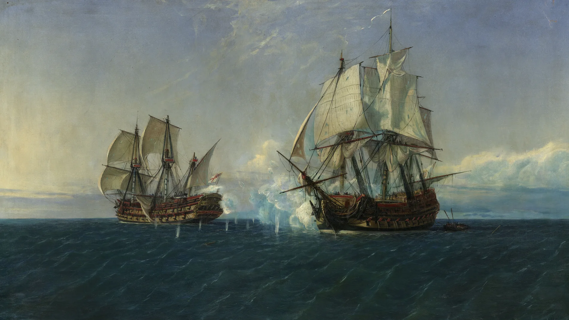«Combate naval entre el navío Catalán al mando de Serrano y el Mary al mando de Vernon (1719)» (1888)