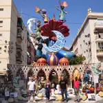 Imagen de la falla de la comisión Duque de Gaeta-Pobla de Farnals de València con los elementos que se salvarán del fuego en la &#39;cremà&#39; a petición de la comunidad musulmana04/09/2021