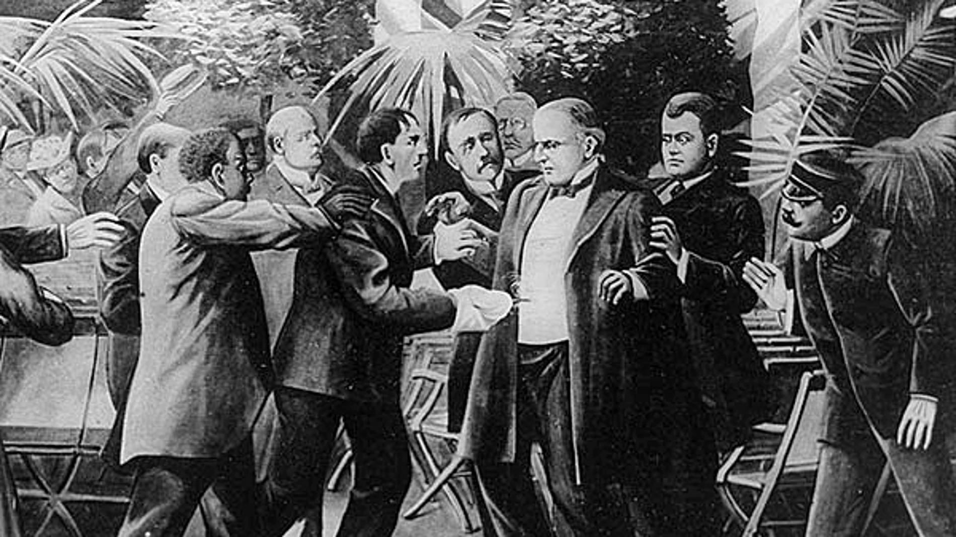 Momento en el que Leon Czolgosz atacó a William McKinley el 6 de septiembre de 1901