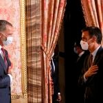 Sánchez acudió ayer al Palacio Real para el almuerzo organizado por Felipe VI para el presidente de Chile