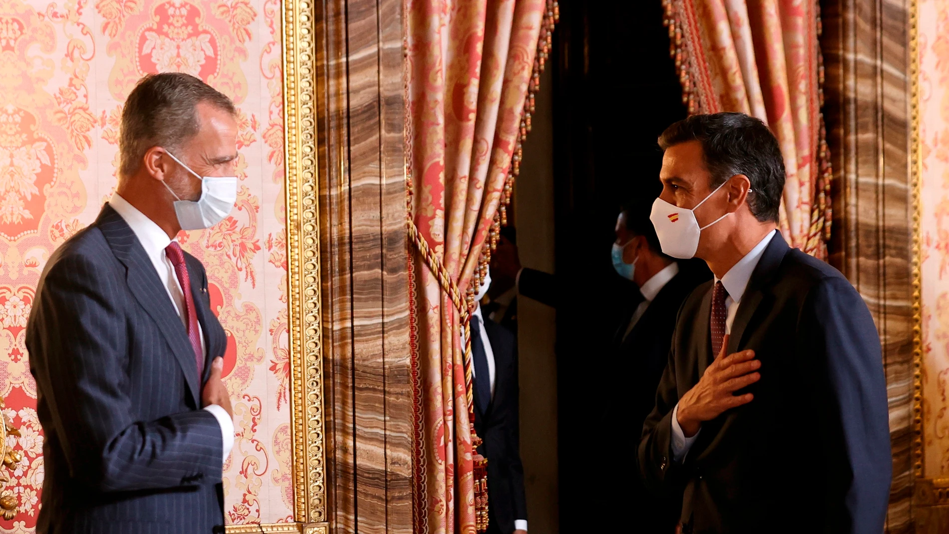 Sánchez acudió ayer al Palacio Real para el almuerzo organizado por Felipe VI para el presidente de Chile