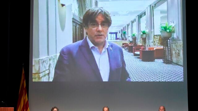 El expresidente de la Generalitat Carles Puigdemont en un acto telemático el pasado día 9