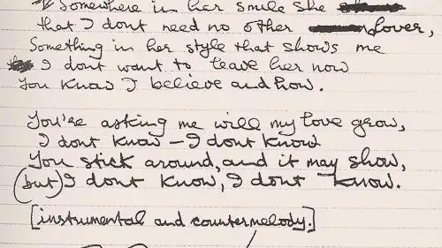 El manuscrito de George Harrison de la canción &quot;Something&quot;