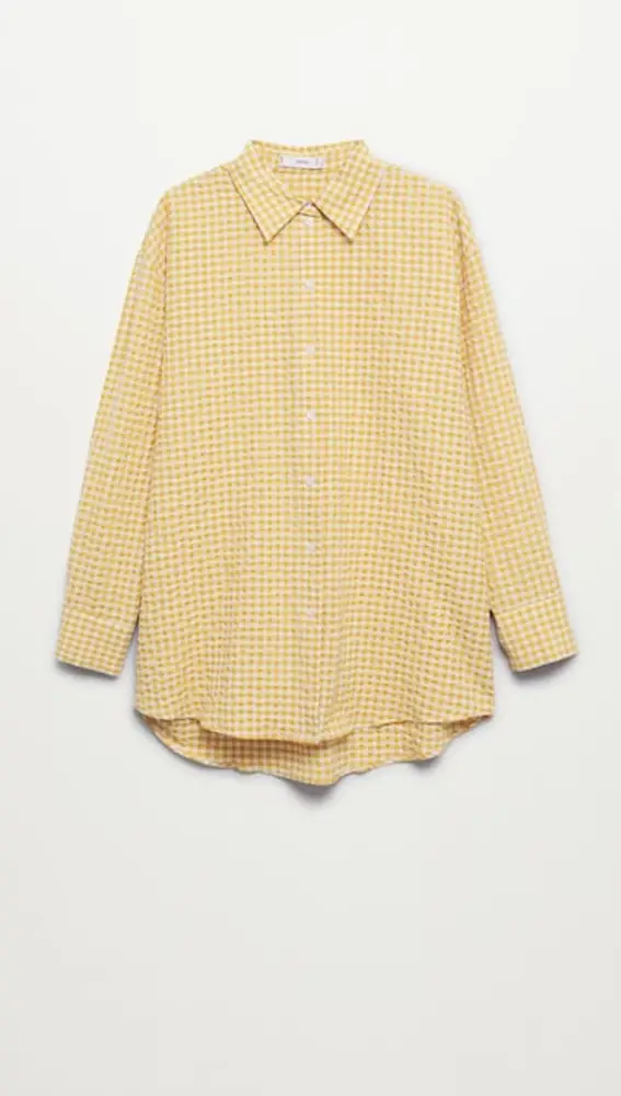 Camisa de algodón con cuadro vichy en amarillo.
