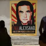Un cartel en Caracas en el que se pide la liberación del empresario colombiano Alex Saab