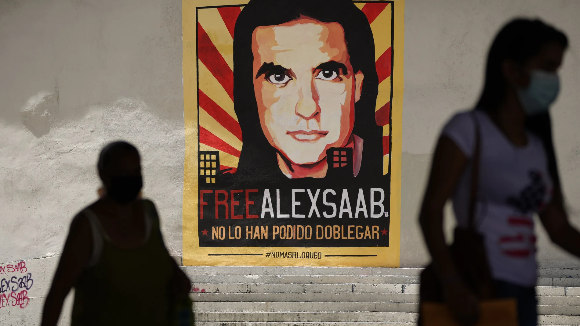 Un cartel en Caracas en el que se pide la liberación del empresario colombiano Alex Saab