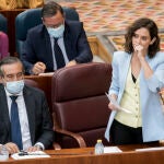 La presidenta de la Comunidad de Madrid, Isabel Díaz Ayuso, en una sesión de control al Gobierno de la Comunidad de Madrid en la Asamblea de Madrid