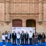 El rector de la Usal, Ricardo Rivero, inaugura la 32 edición del certamen científico internacional 'EUCYS2021' unto al presidente de la Junta de Castilla y León, Alfonso Fernández Mañueco; y el presidente de Iberdrola, Ignacio S. Galán, entre otras autoridades académicas e institucionales.