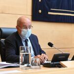 El vicepresidente Francisco Igea, durante su comparecencia en las Cortes para dar cuenta de su gestión al frente de la Consejería de Transparencia, Ordenación del Territorio y Acción Exterior