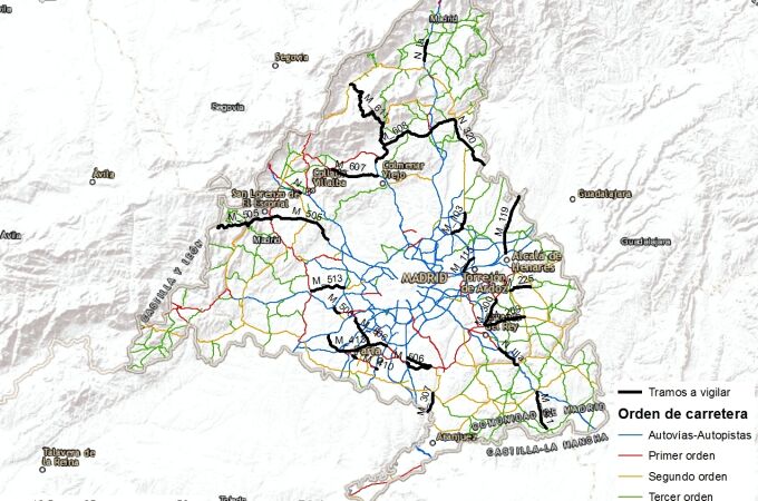 Mapa con los radares de la DGT en Madrid