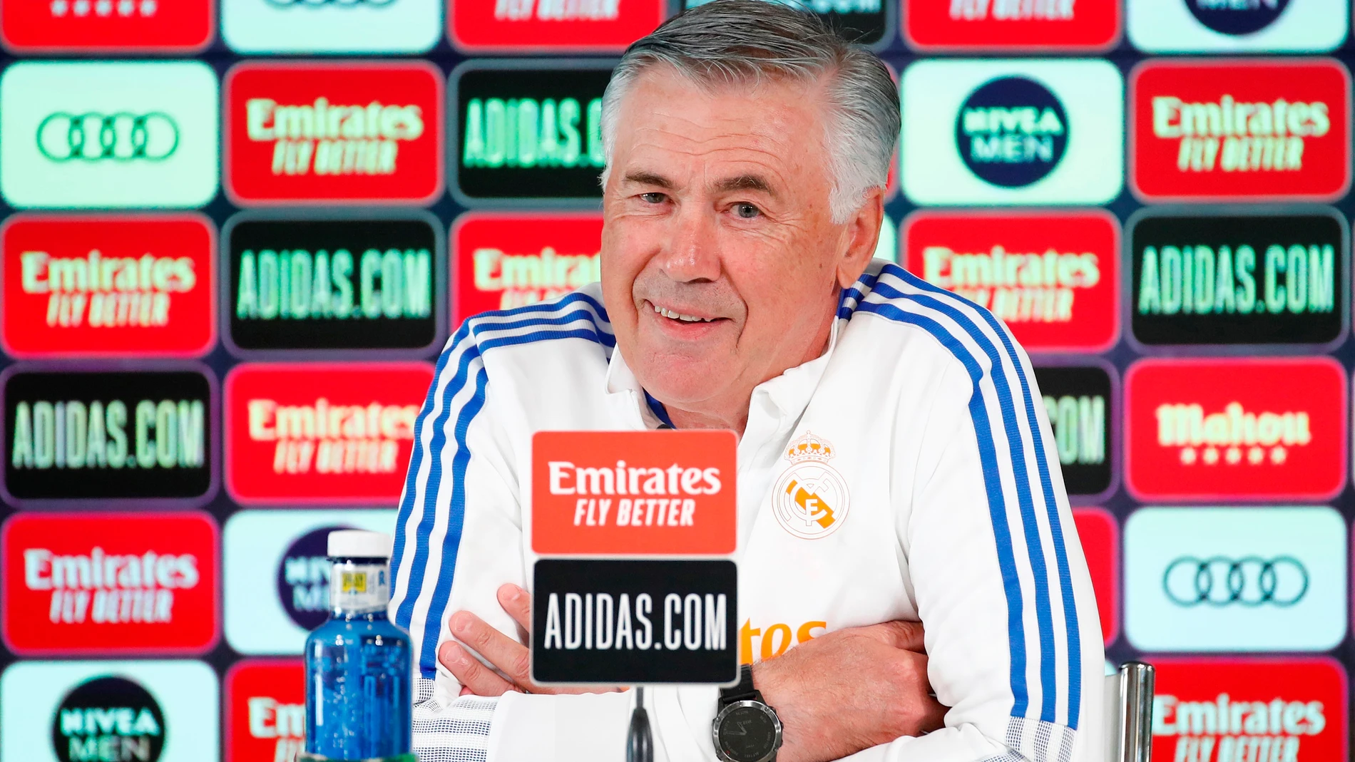 El entrenador del Real Madrid Carlo Ancelotti durante una rueda de prensa