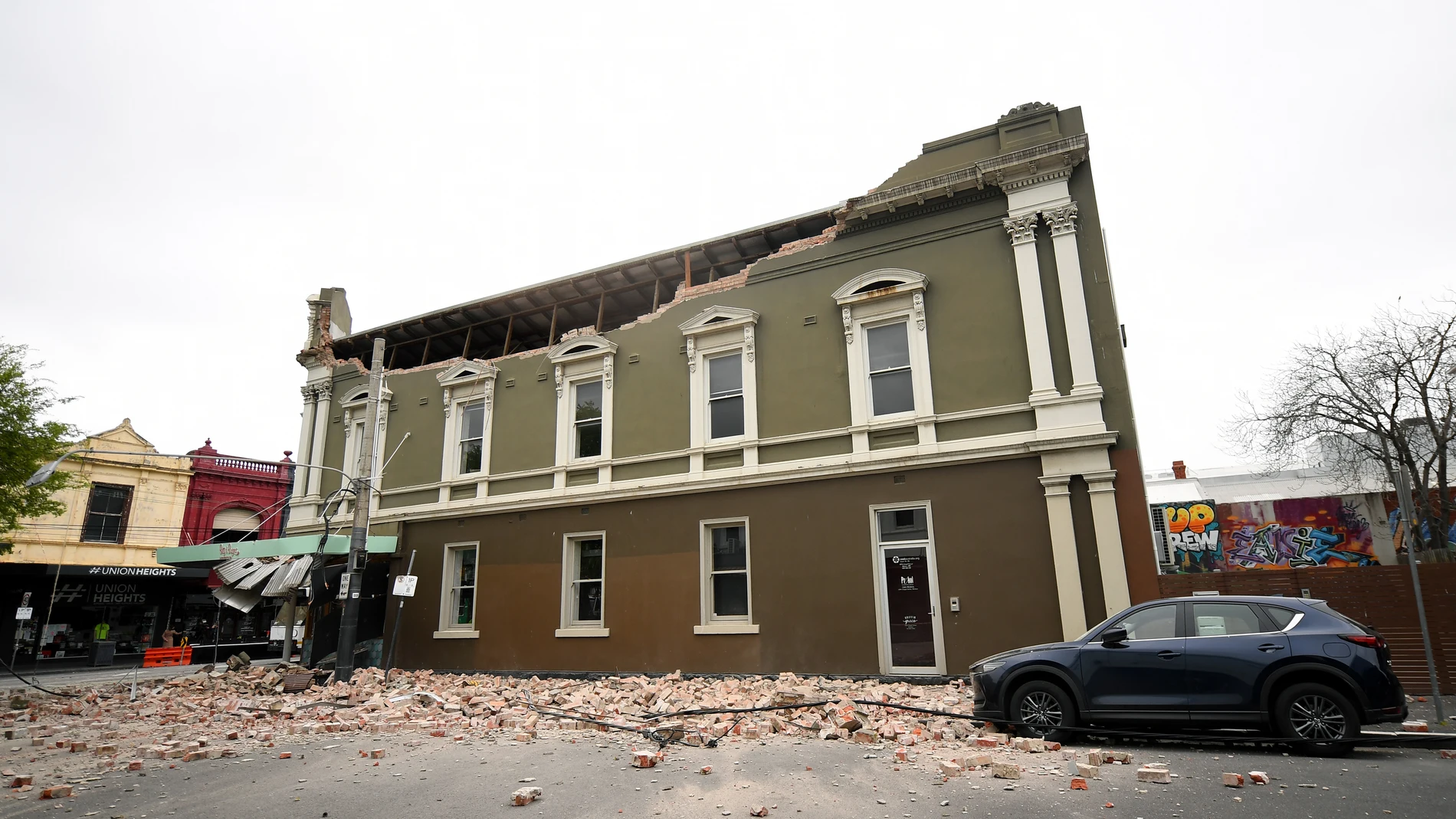 Daños en un edificio de Melbourne provocados por un terremoto