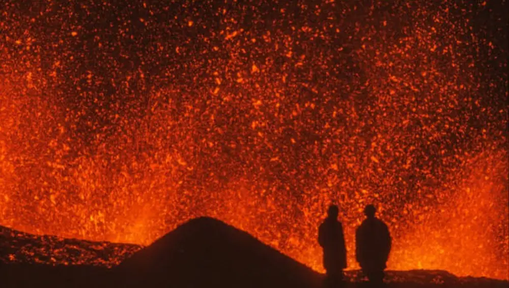 La erupción del volcán Eldfell en 1973