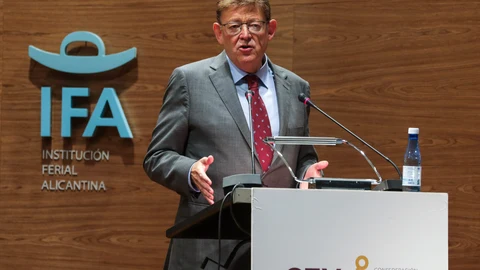 El presidente de la Generalitat valenciana, Ximo Puig, hoy durante la clausura de la Junta Directiva de la CEV