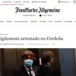Edición digital del diario alemán Frankfurter Allgemeine con la detención de Carles Puigdemont