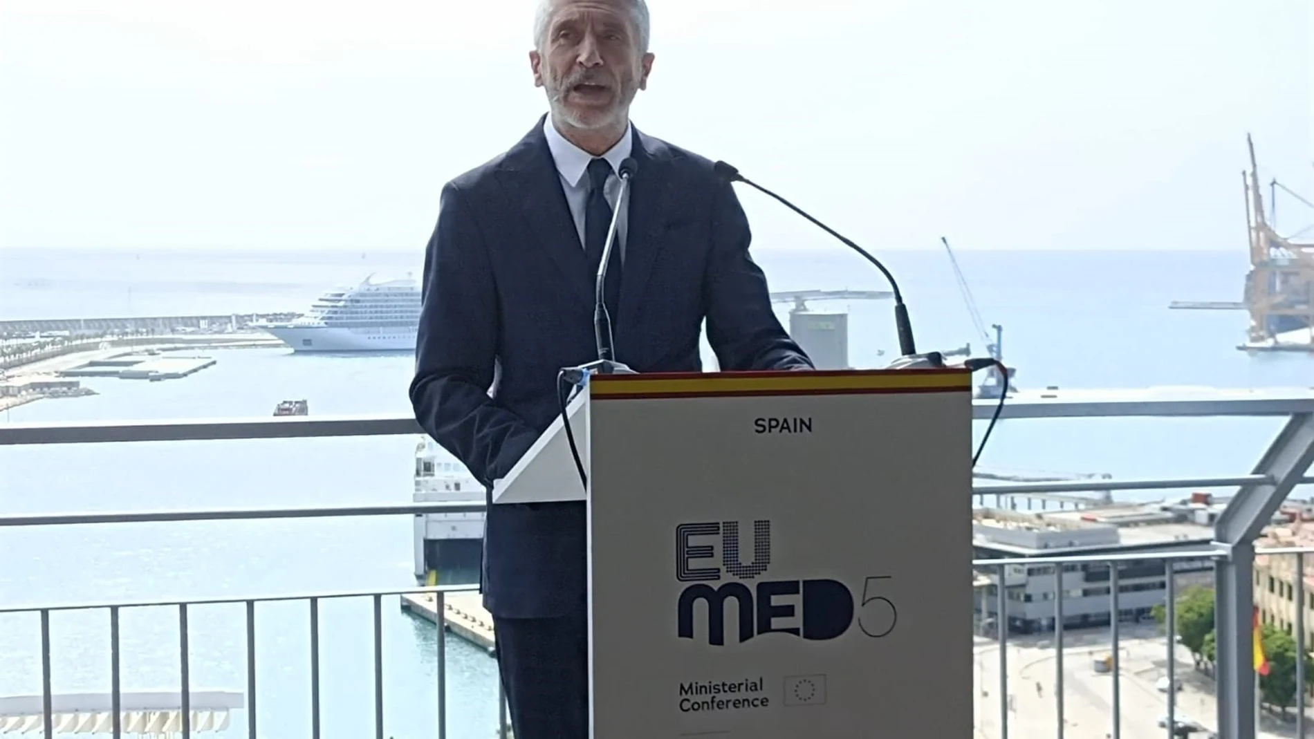 Fernando Grande-Marlaska, ministro del Interior, en rueda de prensa en Málaga