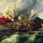 «Episodio del combate naval de Lepanto» (hacia 1856), pintado por Antonio de Brugada Vila