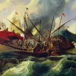 «Episodio del combate naval de Lepanto» (hacia 1856), pintado por Antonio de Brugada Vila