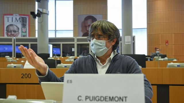 Carles Puigdemont, en el Parlamento Europeo el miércoles