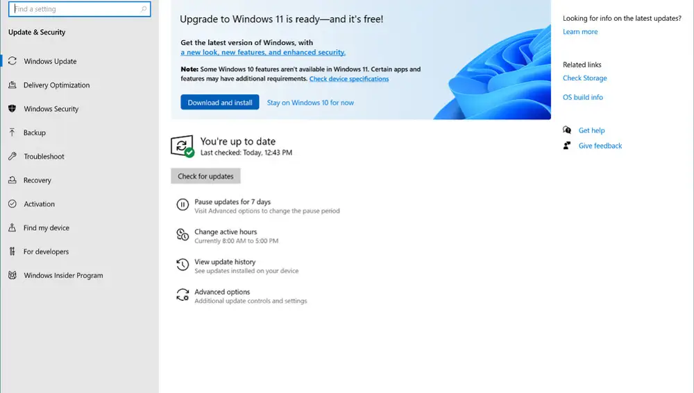 Windows Update indicando que puedes descargar ya mismo Windows 11.